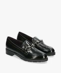 Mujer Pitillos Mocasines*Mocasines 10180 en charol negro