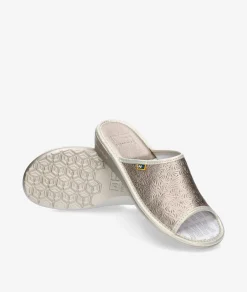 Mujer Nordikas Zapatillas De Casa*pinky 1924/8 en taupe metalizado