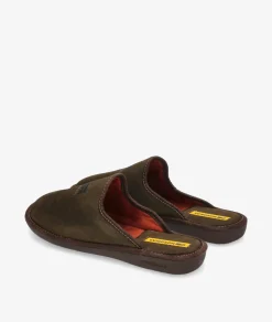 Hombre Nordikas Zapatillas De Casa*Zapatillas de casa 236/F en serraje kaki