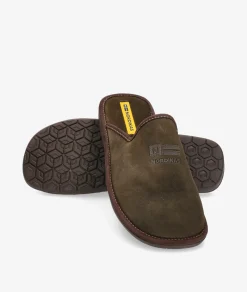 Hombre Nordikas Zapatillas De Casa*Zapatillas de casa 236/F en serraje kaki