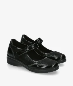 Mujer Amarpies Zapatos Confort|Merceditas*Zapatos confort 29381 en charol negro