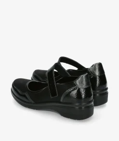 Mujer Amarpies Zapatos Confort|Merceditas*Zapatos confort 29381 en charol negro