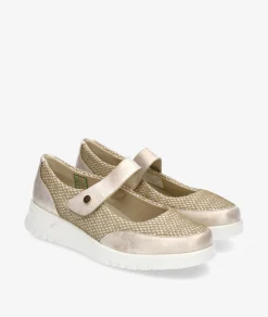 Mujer Pitillos Merceditas*Zapatos confort 20302 en oro