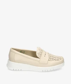 Mujer Pitillos Mocasines*Zapatos confort 20304 en beige