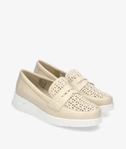 Mujer Pitillos Mocasines*Zapatos confort 20304 en beige