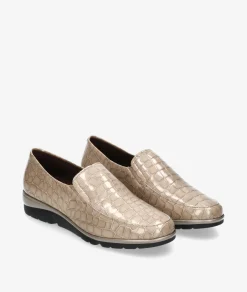 Mujer Pitillos Mocasines*Zapatos confort 10003 en charol hueso