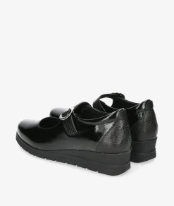 Mujer Valeria´s Zapatos Confort|Merceditas*Zapatos confort 1522 en charol negro