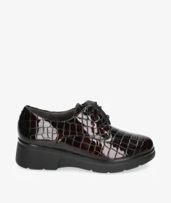 Mujer Pitillos Bluchers Y Zapatos Con Cordones*Zapatos inglés 10057 en charol burdeos